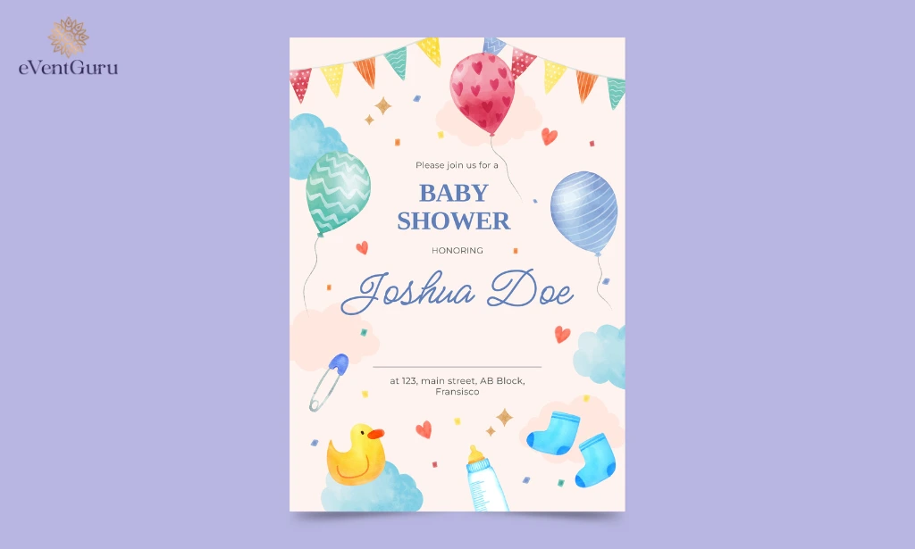 Template for watercolor baby shower invitations